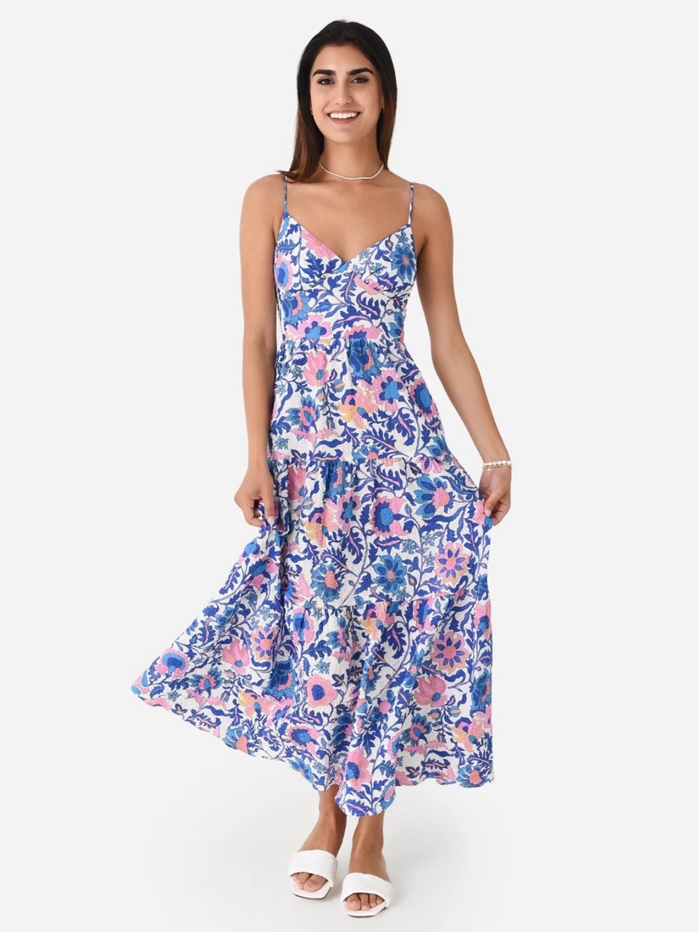 Lavender Brown Floral Maxi Dress